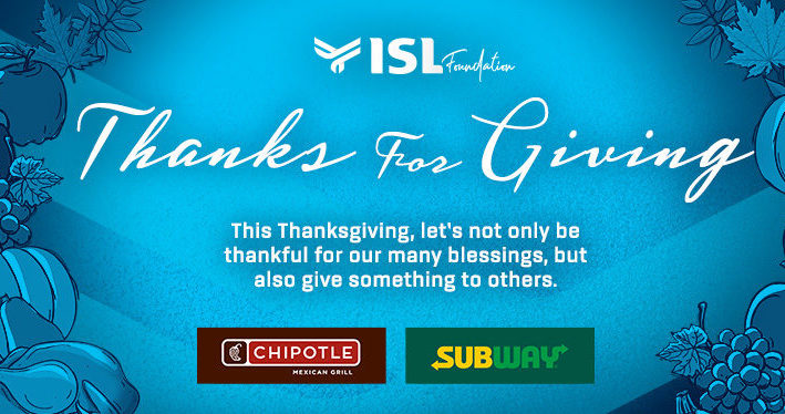 The ISL Foundation distributed 100 meals for the homeless on Thanksgiving!